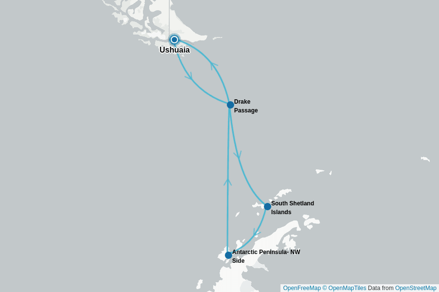 Itinerary Map image for The Ultimate Antarctica Experience
