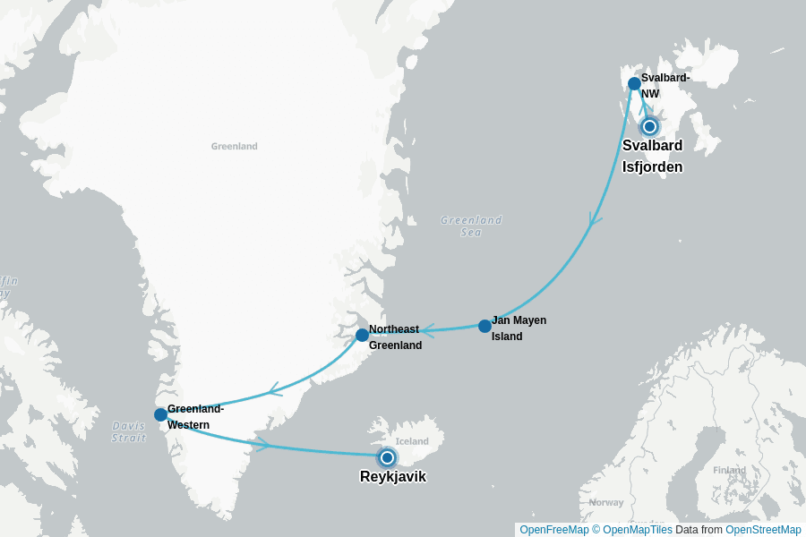 Itinerary Map image for Four Arctic Islands