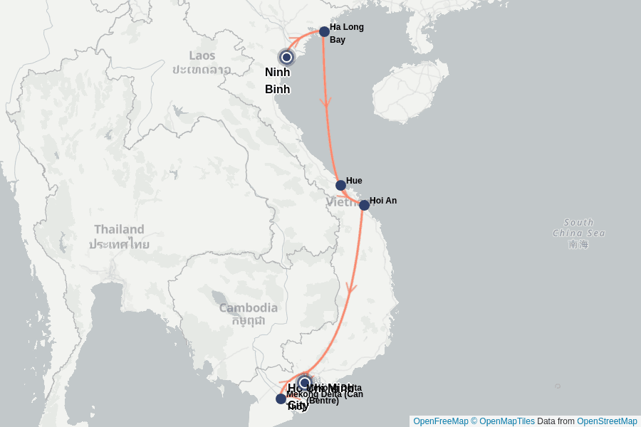 Itinerary Map image for Vietnam: 13 days of culture meets nature