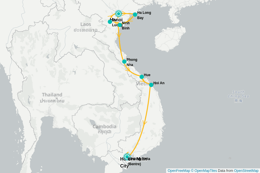 Itinerary Map image for Vietnam : l'Aventure humaine