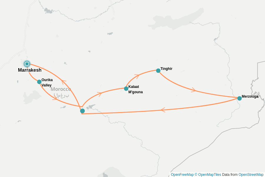 Itinerary Map image for Marrakech et désert - Le Maroc Authentique