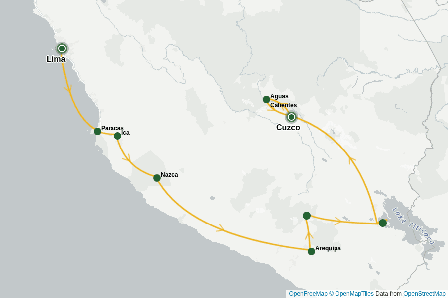 Itinerary Map image for Peru: Treasures of the Andes