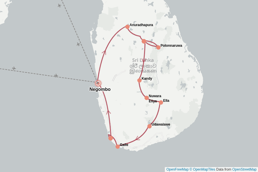 Itinerary Map image for Sri Lanka: L’Île aux Merveilles