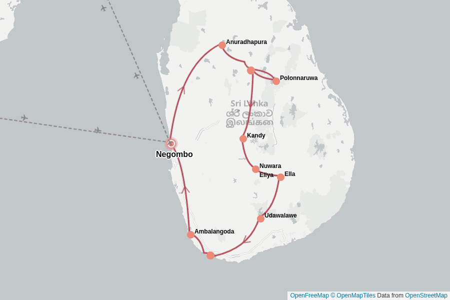 Itinerary Map image for Sri Lanka: The Island of Wonders